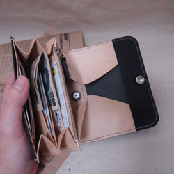 【送料無料】【ミドルでも小銭入れが使いやすい】ミドルギャルソンウォレット  ルガトー(黒)　 2枚目の画像