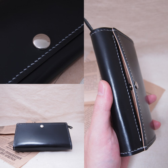 【送料無料】【ミドルでも小銭入れが使いやすい】ミドルギャルソンウォレット  ルガトー(黒)　 5枚目の画像