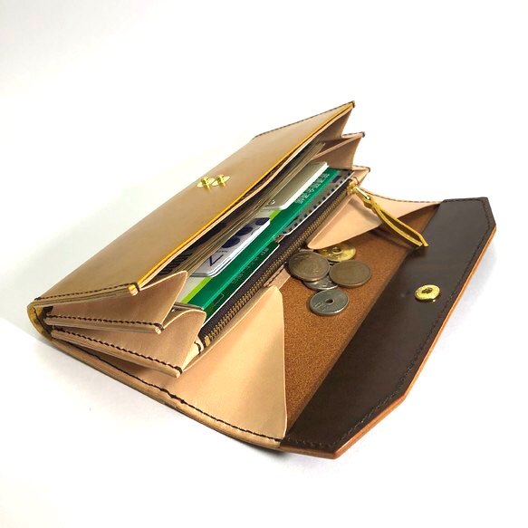 【送料無料】【カード入れも大容量】ギャルソンウォレットB ルガトー(茶色×黄色)