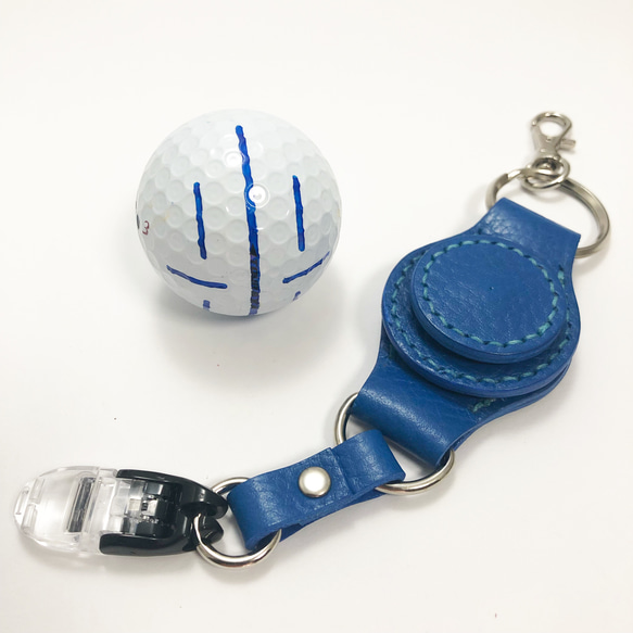 【こだわりゴルファーに】コースで映えるゴルフ小物 マーカー付きパターカバーキャッチャー トスカーナ(青) 1枚目の画像