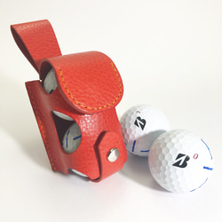 【こだわりゴルファーに】コースで映えるゴルフ小物  ボールケース(2個用) トスカーナ(赤) 1枚目の画像