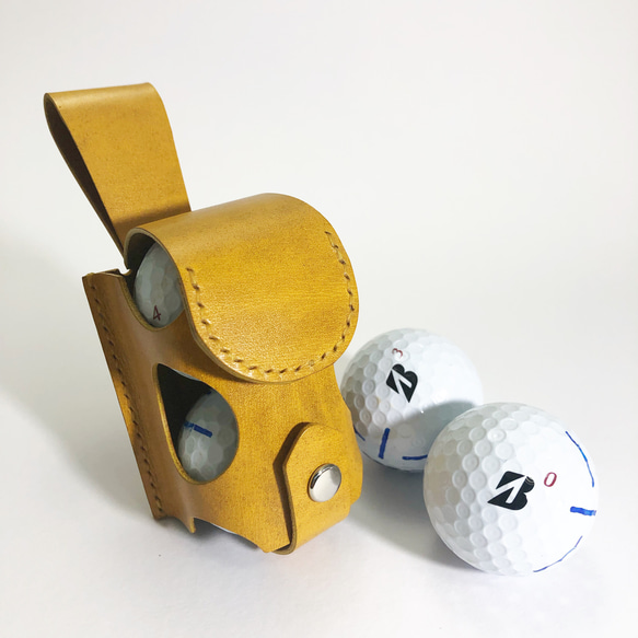 【こだわりゴルファーに】コースで映えるゴルフ小物  ボールケース(2個用) ルガトー(黄) 1枚目の画像