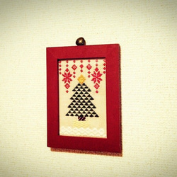 【クリスマス飾り】こぎん刺しクリスマス刺繍 2枚目の画像