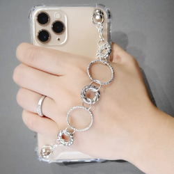 シルバーリングのキーリングハンガー　スマホケース　iPhoneケース　ストラップ　全機種　スマホチェーン 3枚目の画像
