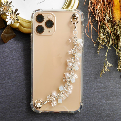 スマホアクセサリー pino 小粒ビーズのキーリングハンガー スマホケース iPhoneケース