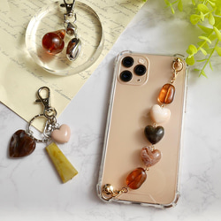 マーブルハートのキーリングハンガー　スマホケース　iPhoneケース　ストラップ　全機種　スマホチェーン 3枚目の画像