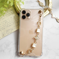 ビジューアンティーク調のキーリングハンガー　スマホケース　iPhoneケース　ストラップ　全機種　スマホチェーン 2枚目の画像