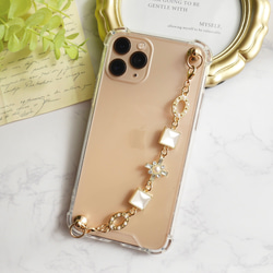 ビジューアンティーク調のキーリングハンガー　スマホケース　iPhoneケース　ストラップ　全機種　スマホチェーン 3枚目の画像