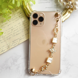 ビジューアンティーク調のキーリングハンガー　スマホケース　iPhoneケース　ストラップ　全機種　スマホチェーン 4枚目の画像