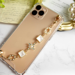 ビジューアンティーク調のキーリングハンガー　スマホケース　iPhoneケース　ストラップ　全機種　スマホチェーン 5枚目の画像