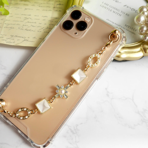 ビジューアンティーク調のキーリングハンガー スマホケース iPhone 