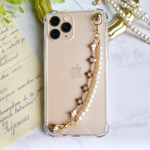 キラキラクローバーのキーリングハンガー スマホケース iPhone