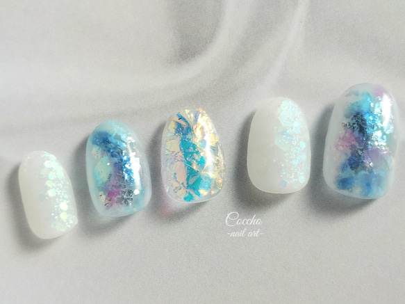 ネイルチップ ワンホン クリアストーン グラデーション オーロラ ホロ ネイルチップ ワンホン クリアストーン グラデーション オーロラ