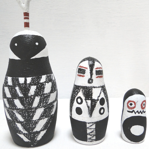 マトリョーシカ 白の戦士 精霊民族 アフリカセット 木雑貨 木工 置物