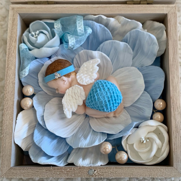 クレイベイビーBOX　ブルー　粘土で作ったかわいい赤ちゃん 1枚目の画像