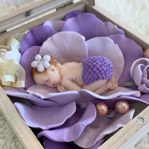 クレイベイビーBOX パープル 粘土で作ったかわいい赤ちゃん