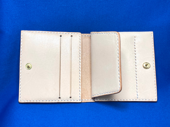 送料無料 手縫い財布 ヌメ革 味のある財布 ミニマリスト キャッシュレス N002 2枚目の画像
