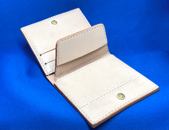 送料無料 手縫い財布 ヌメ革 味のある財布 ミニマリスト キャッシュレス N002 5枚目の画像