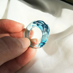 ［洞窟の鉱石］crystal sky ガラス リング clear glass ring 2枚目の画像