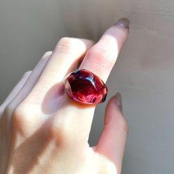 ボルドー ガラス リング glass ring 5枚目の画像