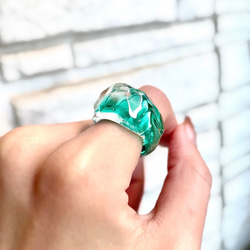 -splash green-　ガラス リング glass ring 3枚目の画像