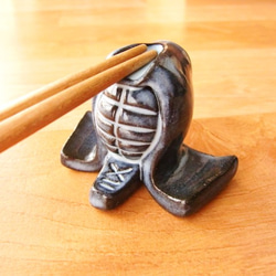 剣道のメン箸置き（青萩色） 1枚目の画像