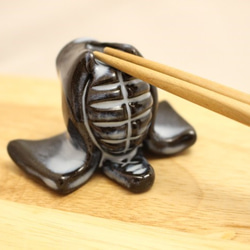 剣道のメン＆コテ箸置きセット（青萩色） 2枚目の画像