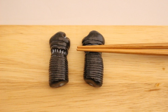 剣道のメン＆コテ箸置きセット（青萩色） 3枚目の画像