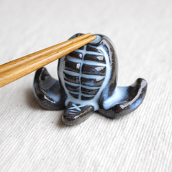 剣道のメン＆コテ箸置きセット（青黒色） 2枚目の画像