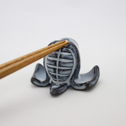 剣道のメン箸置き（青萩色） 2枚目の画像