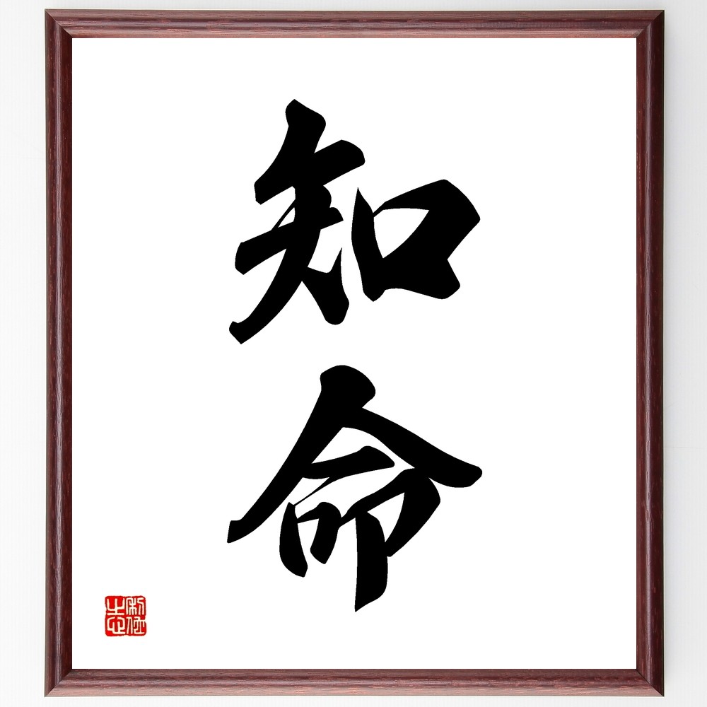 二字熟語「知命」手書き書道色紙額／受注後の毛筆直筆（Z5265）