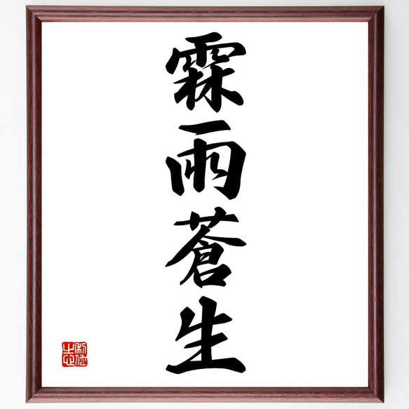 四字熟語「霖雨蒼生」手書き書道色紙額／受注後の毛筆直筆（Z6977