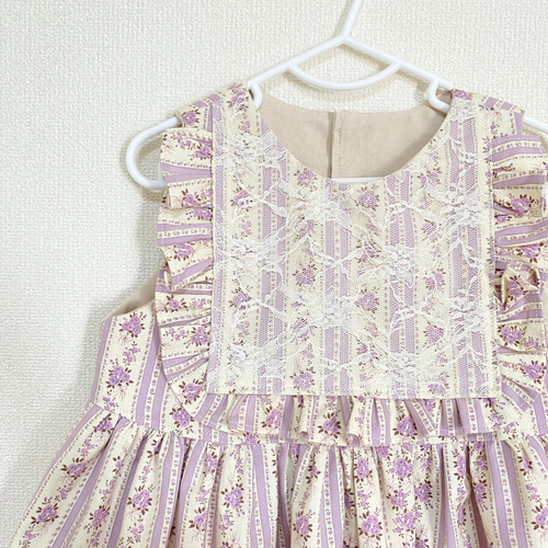 胸元レーススクエアフリルワンピース(90サイズ) 子供服 hiccpicc 胸元レーススクエアフリルワンピース(90サイズ) 子供服 hiccpicc