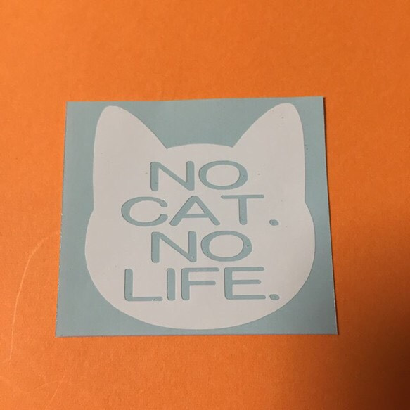 *《ステッカー》NO CAT.NO LIFE《ホワイト7cm》猫・ネコ・ねこ 2枚目の画像