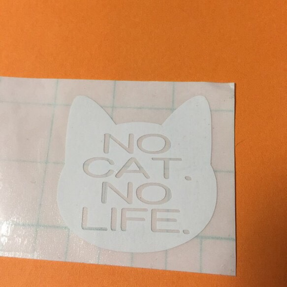 *《ステッカー》NO CAT.NO LIFE《ホワイト7cm》猫・ネコ・ねこ 3枚目の画像