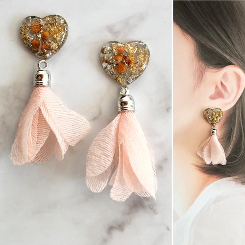 【#1570】カボション　タッセル　ハンドメイドアクセサリー　ピアス　イヤリング a103a1818c5e959e0e104ef23c338f