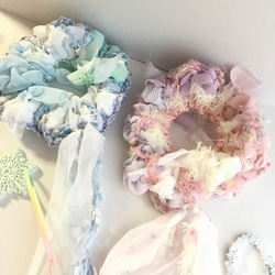 ふう* ひらひら！ピンクの夏シュシュ＊裂き布シフォン・チュール