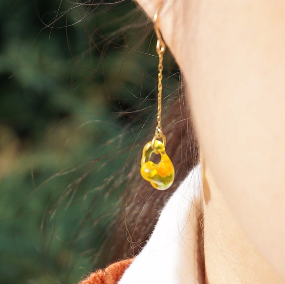 蜂蜜Taratto玻璃晶耳環（也有耳環） 第1張的照片