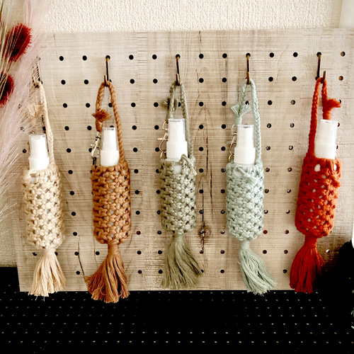 ○○マクラメ○アルコールスプレーボトルホルダー○50mlボトル付