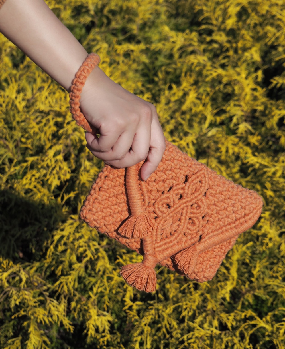 [Sale] マクラメクラッチ◇テラコッタ【送料込み】