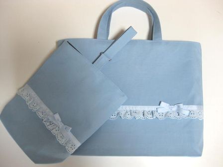 通学通園2点セット　水色×水色フリル