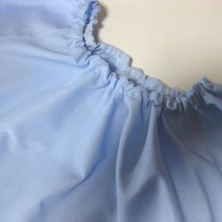 スモック　巾着付　　水色×紺白ライン 2枚目の画像