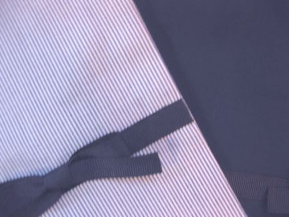 ミニ巾着2枚組　紺色＋コードレーン　紺リボン 2枚目の画像