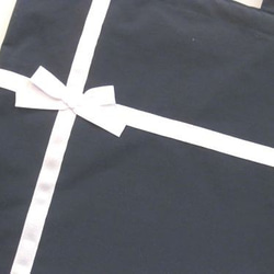 持ち手つき巾着　紺×白リボン　コットン・ナイロン選べます 2枚目の画像