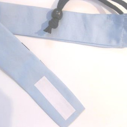 ハサミ・定規・ハーモニカ・リコーダー巾着　水色×紺ライン 2枚目の画像