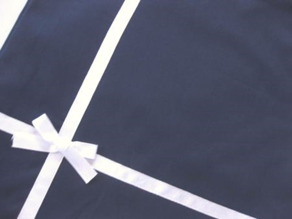 座布団カバー・防災頭巾カバー　紺×白リボン 3枚目の画像