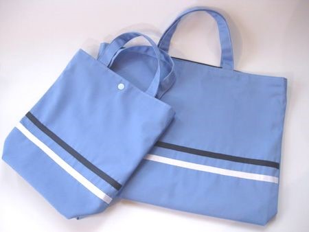 通学通園2点セット　ブルー×紺白ライン