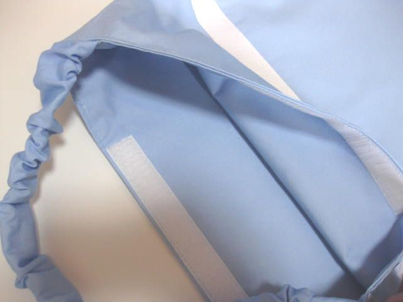 座布団カバー・防災頭巾カバー　水色×白リボン 2枚目の画像