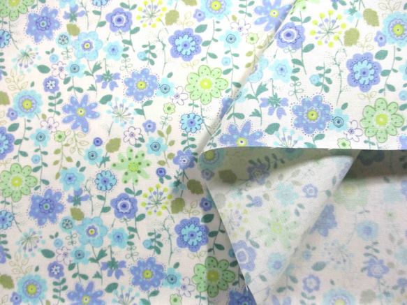 ブロードフラワープリント　花柄　オフ・ブルー系　1500-33（3568-B） 4枚目の画像
