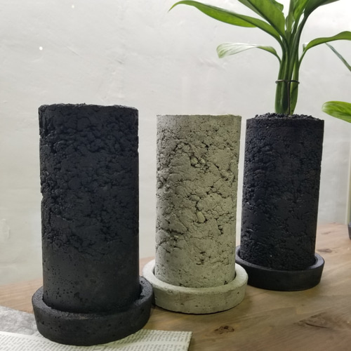 FP1407円柱型 ハンドメイド センメント鉢 コンクリート鉢 モルタル